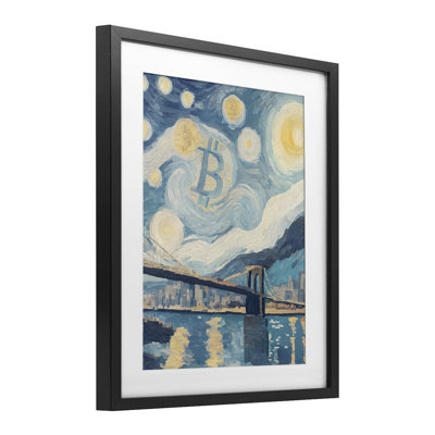 Crypto Lunar Glow Framed Print Under Glass, design by Svetlana Aleynikova