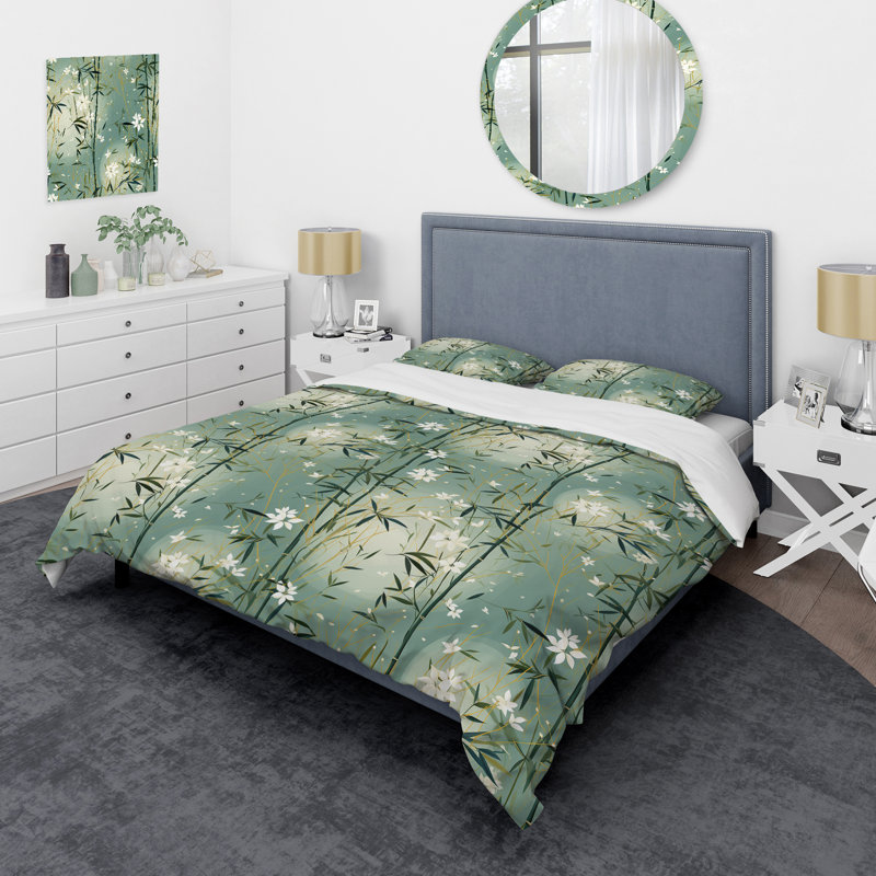 Ensemble de housse de couette oriental Magy Bamboo Zen Haven II - microfibre de polyester