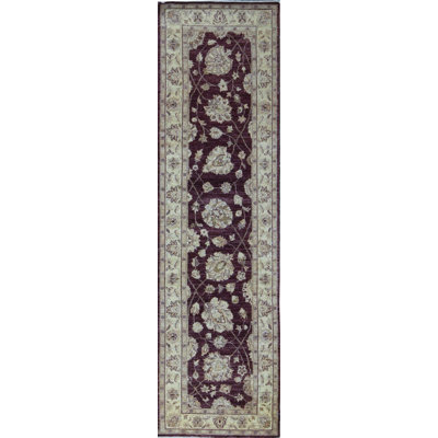Tapis bourgogne et vert noué à la main de haute qualité