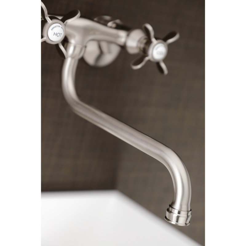 Kingston Brass Essex Two-Handle 2-Hole Wall Mount Bathroom Faucet, Brushed Nickel