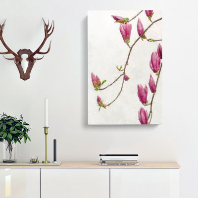 Pink Floral Flowers - Wrapped Canvas Painting
