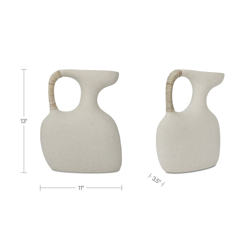 Vila 13In Sculptural Vessel Cream White, 13" H x 3.5" W x 11" D