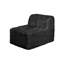 Fauteuils d'angle modulaires en L, en mousse haute densité compressée, couleur noire, avec poufs et revêtement en fausse fourrure.-412826734