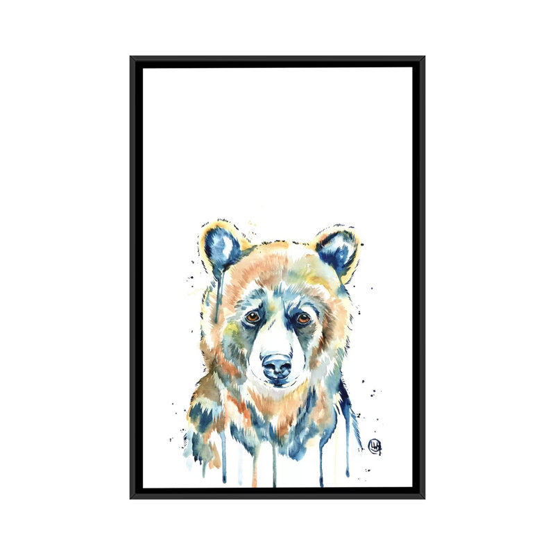 «Peekaboo Bear» par Lisa Whitehouse, impression sur toile, H 60 po x l 40po x P 1,5 po, Toile avec cadre flottant noir