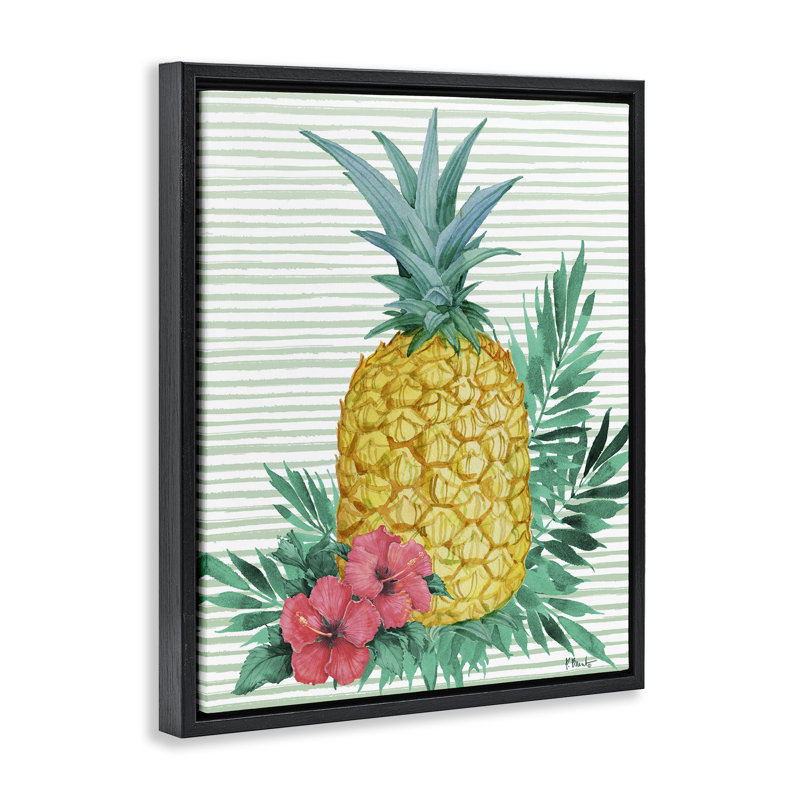 Cadre flottant ananas Bora Bora, design par Paul Brent, H 21 po x l 17 po, Cadre flottant noir de jais