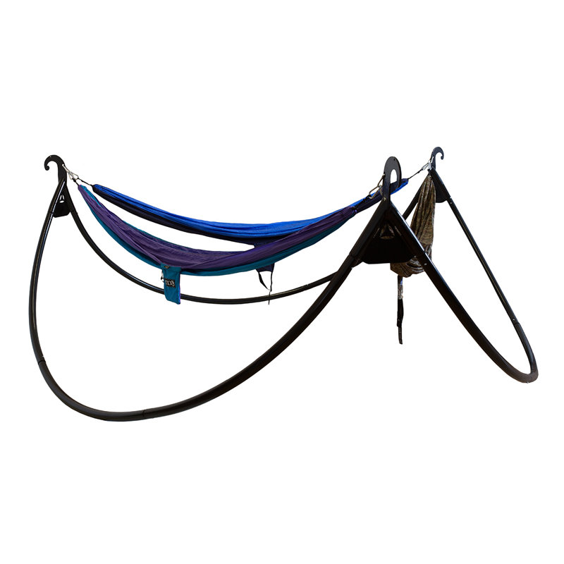 Charcoal Steel Triple Hammock Stand for Outdoor Relaxation