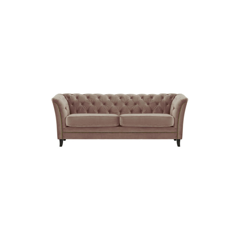 Lilo 3 Seater Velvet Sofa, Black, Pink