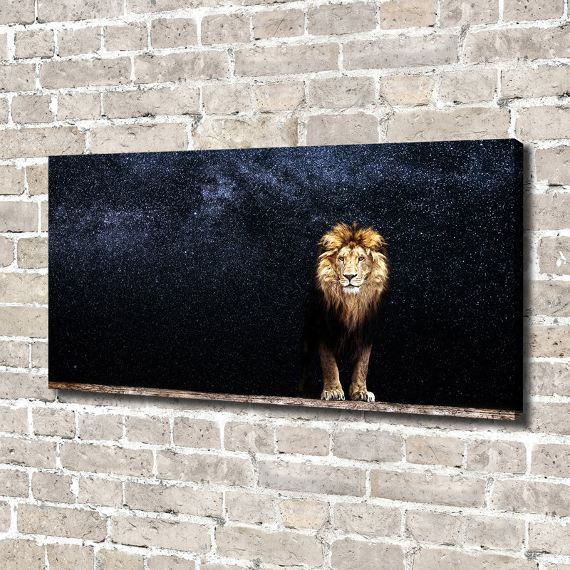 A Lion On The Background Of Stars - Wrapped Canvas Print