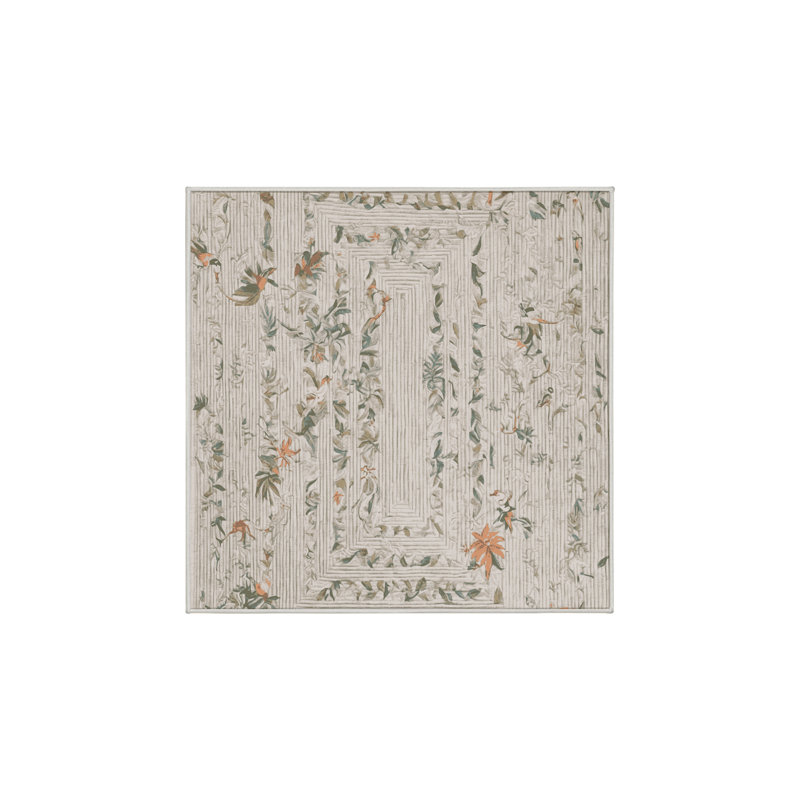 Machine Washable Beige Area Rug, Square 6'