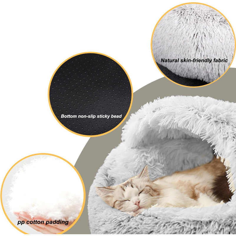 Dulaire Cotton Nest Pet Bed, Large (14" H x 23.6" W x 23.6" D), Gray