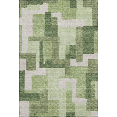 Premium Machine Washable Lisse Green Rug