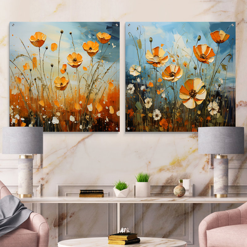 Jaune et gris doré boutons d'or noir et blanc III - boutons d'or acrylique ensemble de verres, H 36 po x l 73 po
