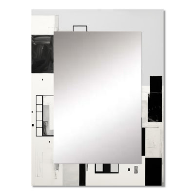 Cubic Black And White Windows To The Ocean - Abstract Mirror, Modern Decorative Wall Mirror, Printed Metal Art