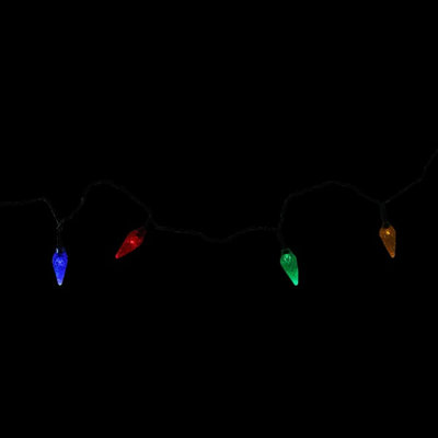 The Holiday Aisle® 10 Multi-Color Faceted C6 LED Christmas Lights - 3.9 ft Green Wire