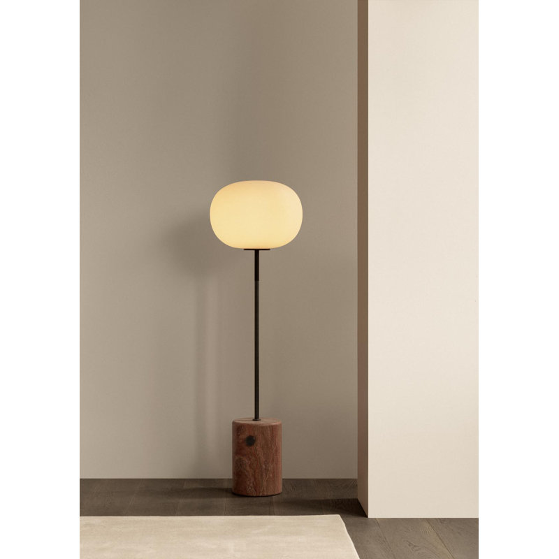 JWDA Floor Lamp, Bronzed Brass/Red Travertine Stone