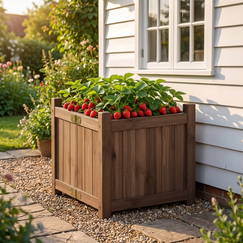 1 PCS 15 Inch Wooden Planting Box, Brown