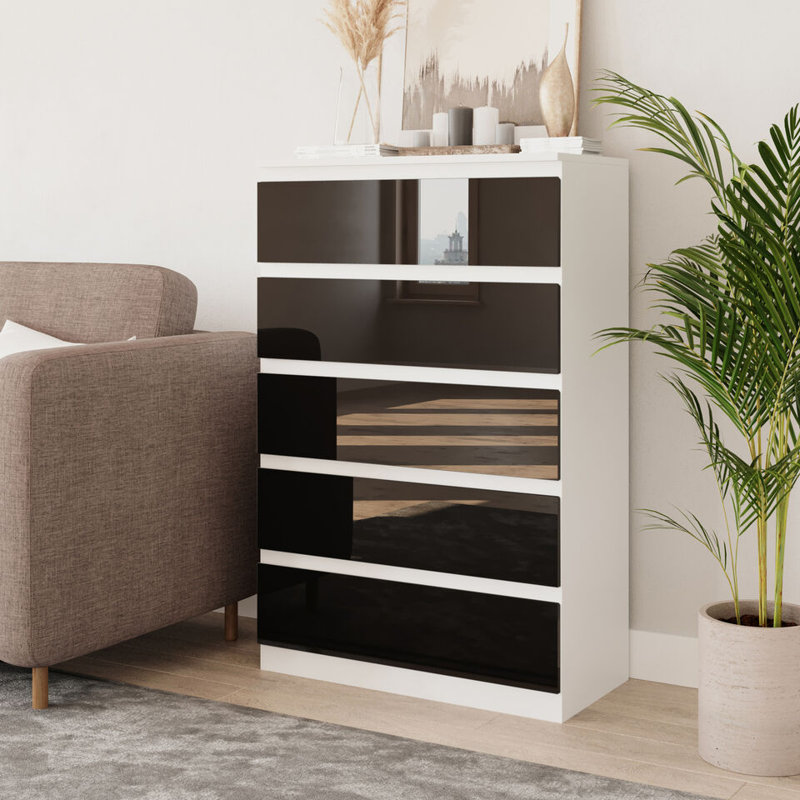 Amardev Wood Rectangle Accent Cabinet, White/Black