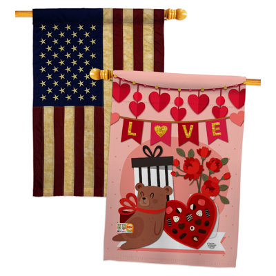 Drapeau de maison 2 pi 3 pi x 2 pi 3 pi en polyester Valentine Sweet Moment
