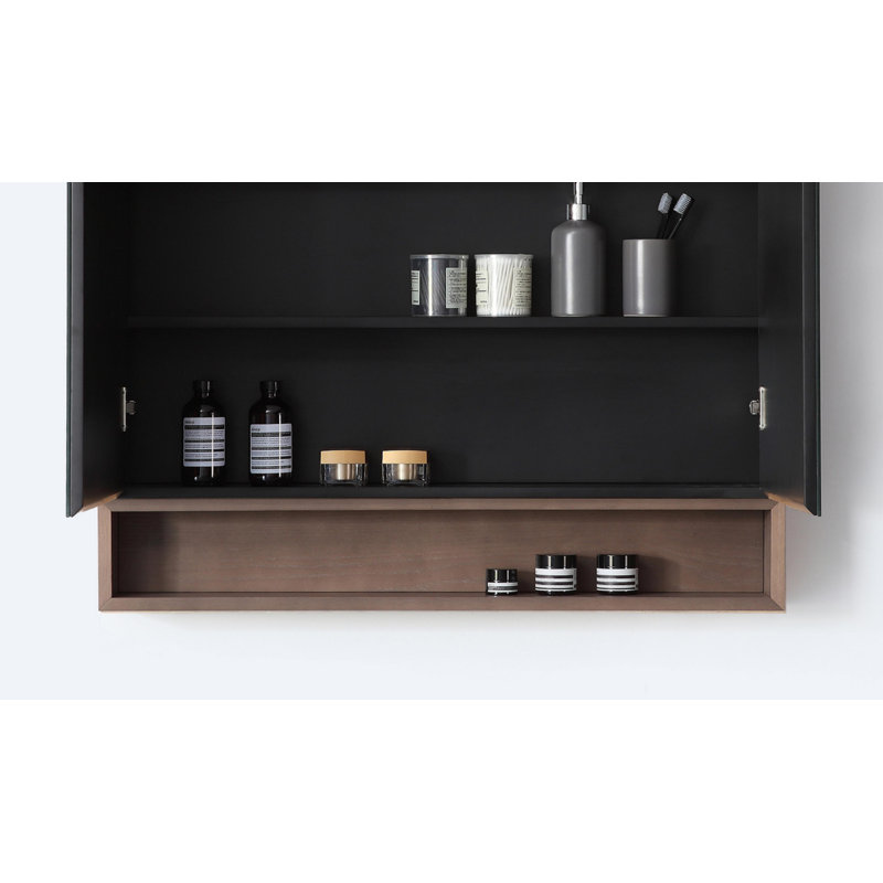 Bergen 36" Medicine Cabinet, Matte Black/Chestnut Oak