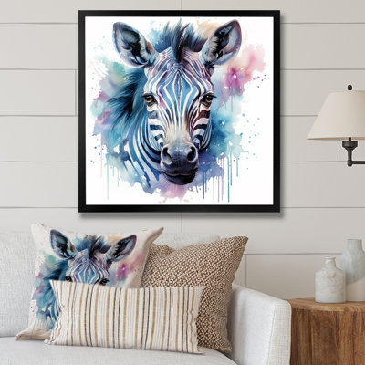 Blue And Pink Zebra Savannah  - Zebra Animal Wall Art