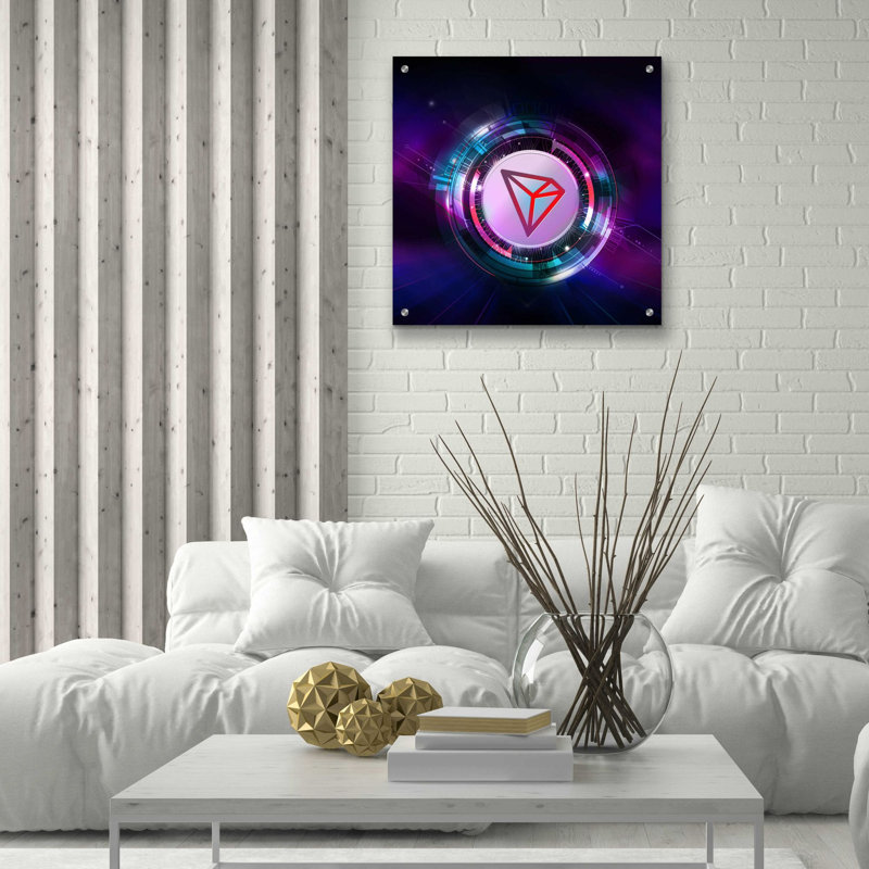 Art mural en verre TRX Tron Blockchain ', 24 po x 24 po
