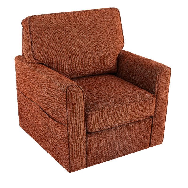 Fauteuil d'appoint pivotant à 360 ° avec poches latérales pour salon, chambre, bureau, hôtel, Rouge