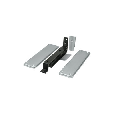 Deltana DASH95U26D Spring Hinge, Double Action w/ Solid Brass Cover Plates in Brushed Chrome