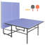 Ensemble de table de ping-pong pliable et portatif bleu 9 * 4,1 pi pour les jeux d'intérieur avec filet, 2 raquettes et 3 balles-128611231-128611233