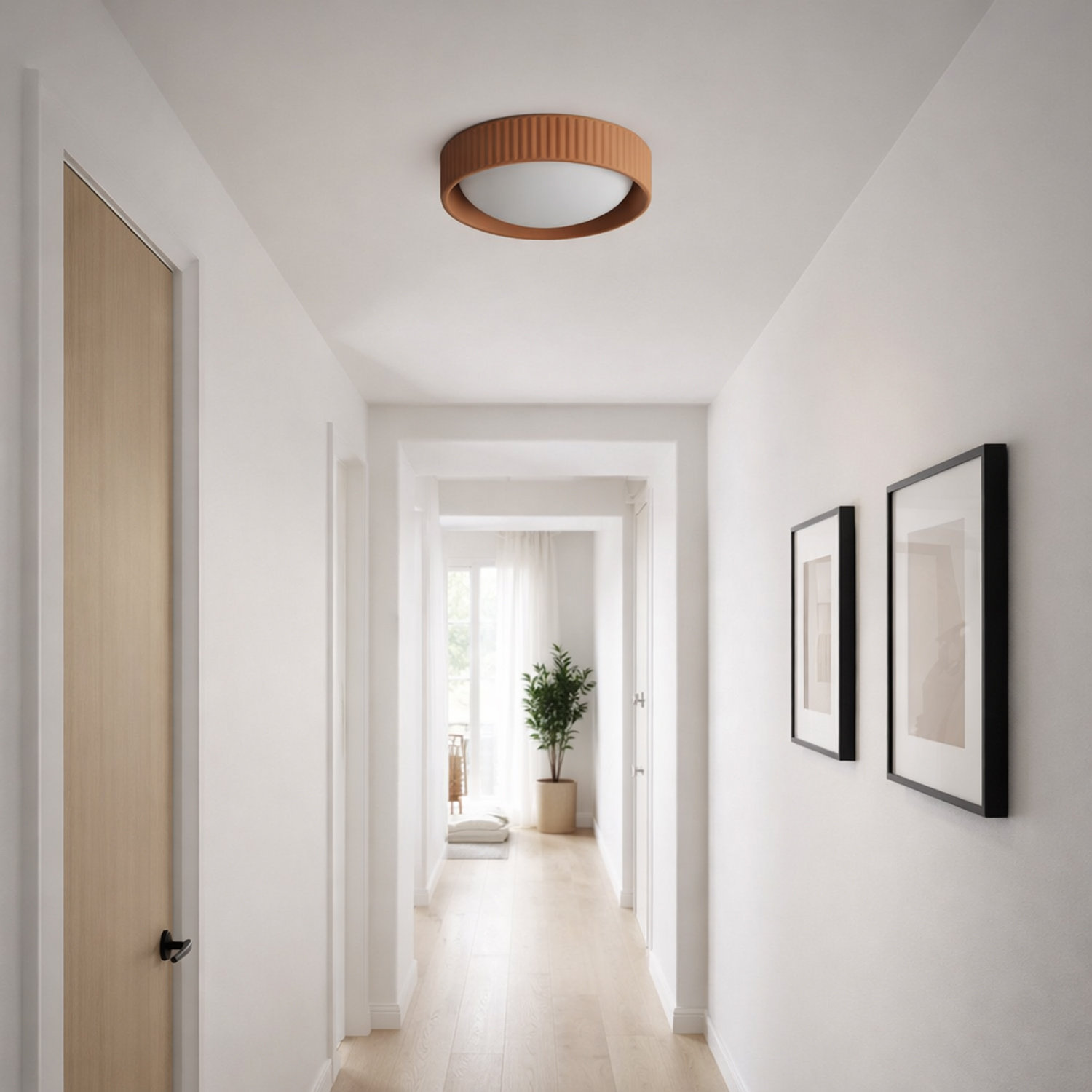 Calcott Single Light Flush Mount, Terra Cotta