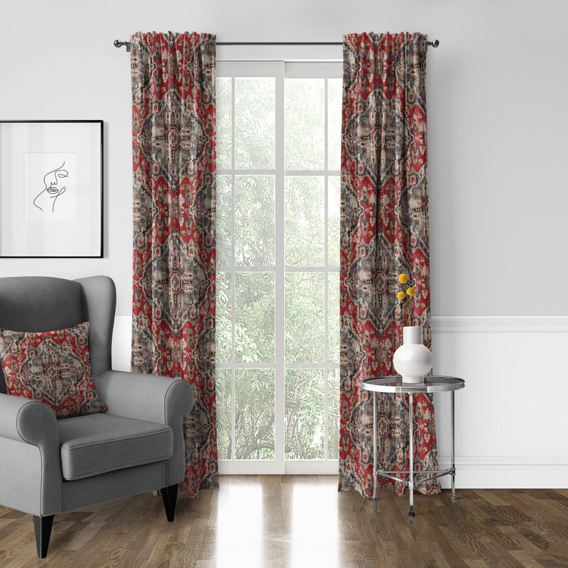 Tangier Linen Geometric Room Darkening Single Curtain Panel, 50" W x 96" L