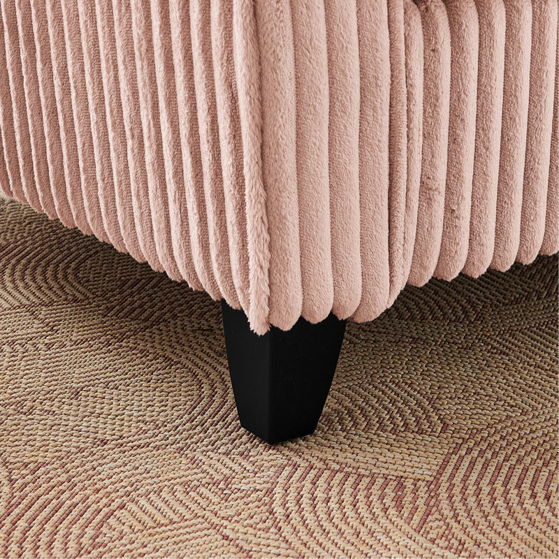 Chaise simple en velours côtelé rose avec dossier confortable et facile à assembler, pour économiser de l'espace sur le balcon