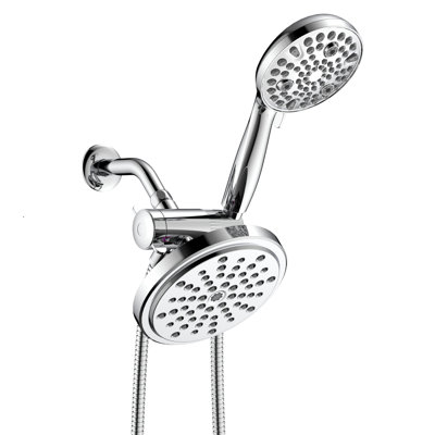 Ana Bath New 7" Rain Shower With Handheld Combo With 5-ft Shower Hose - 10-spray Settings, Brass Connectors, Pause + Clean Jet (chrome)