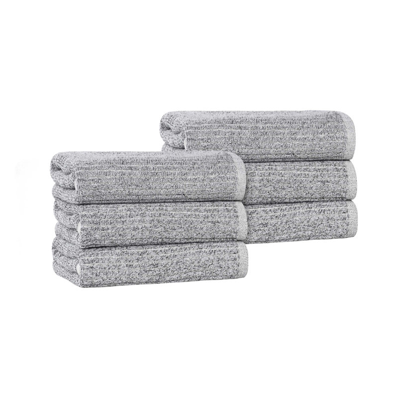 Essuie-mains nervurés en mélange de coton Destin, Gris anthracite