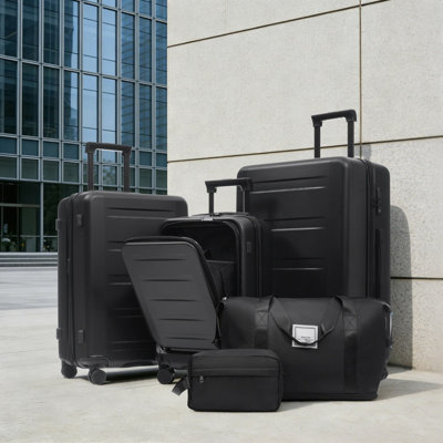Ensemble de 5 valises à ouverture frontale extensible 5 pièces 20/24/28 pouces avec double roues pivotantes port USB et serrures TSA