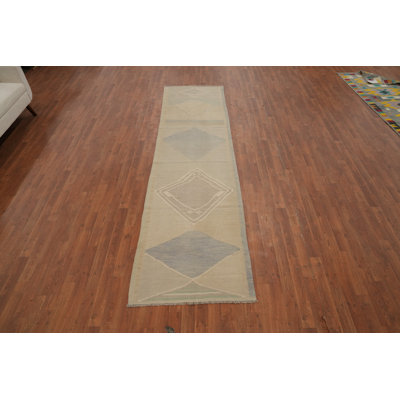 Tapis de couloir kilim fabriqué à la main 3 x 10 avec motifs subtils