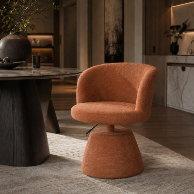 Mid Century Modern Ergonomic Chenille Pedestal Bar Stool for Dining Rooms and Vanity Stations