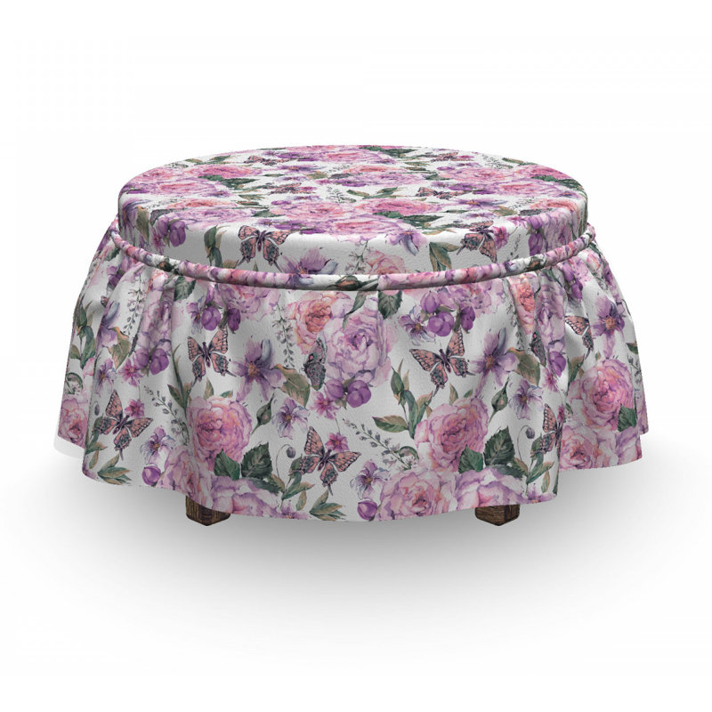 Housse pour repose-pieds swallowtails et roses