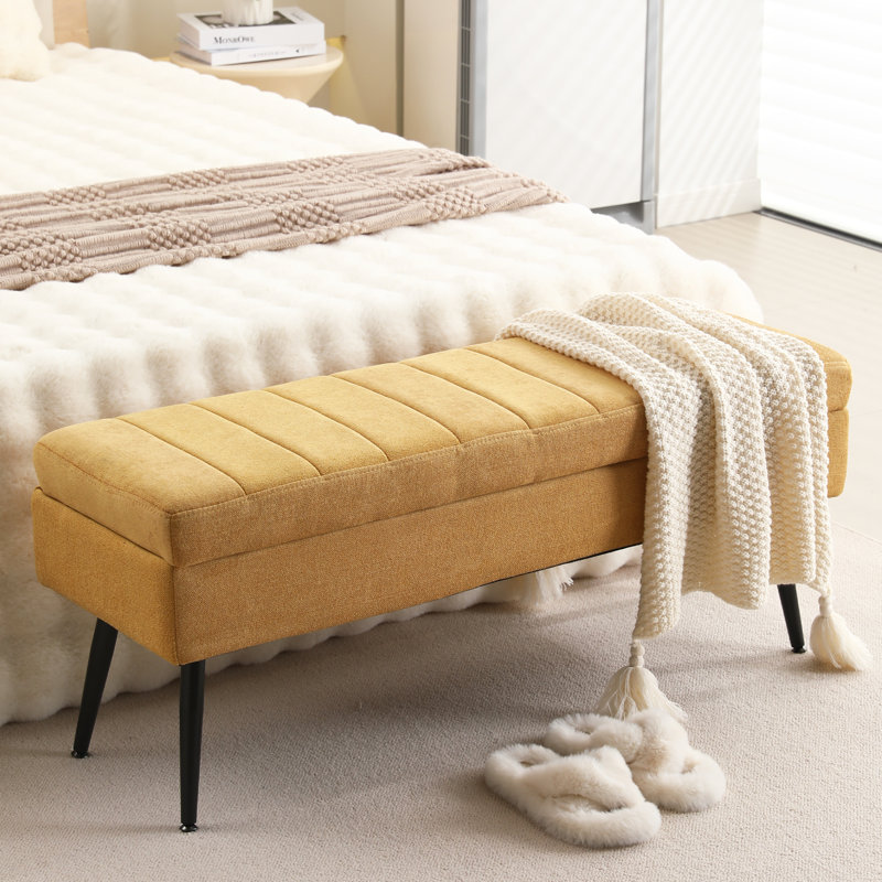 Banc de rangement rembourré Vondale, Jaune