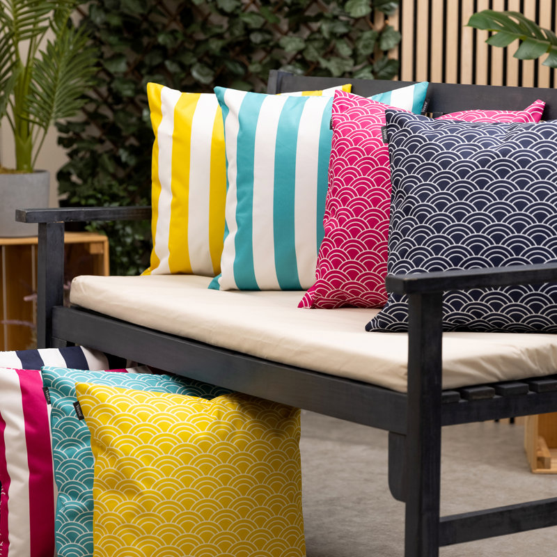 Deck Stripe Indoor-Outdoor Cushion, Ochre Yellow