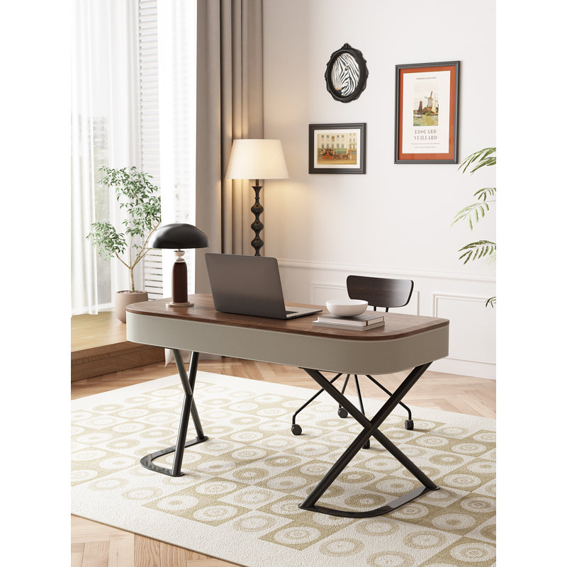 Dollicia Writing Desk, 30" H x 47" W x 23.6" D, Brown
