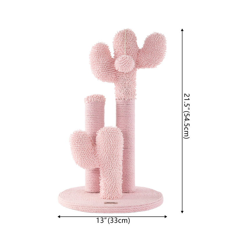 Grattoir pour chat Eppo Modern Jute Triple-Cactus, H 21,5 po x l 13 po x P 13 po, Rose
