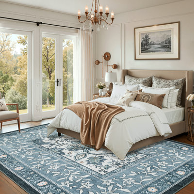 Tapis vintage lavable floral pour le salon de la chambre à coucher
