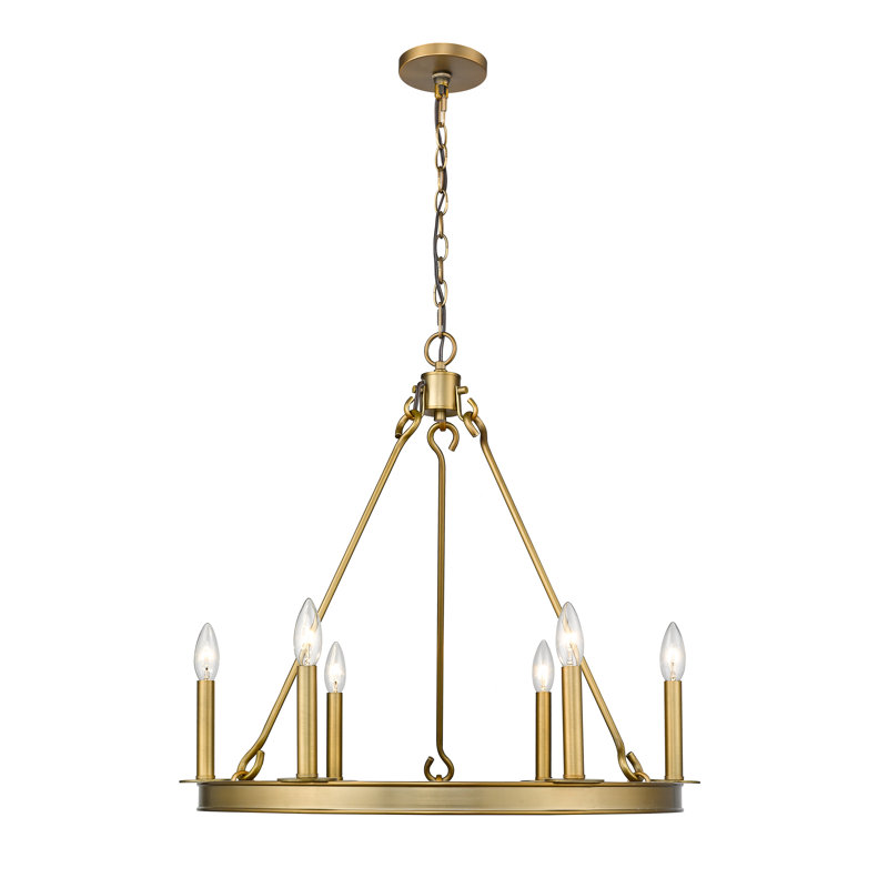 Lustre géométrique 6 lumières de style bougie Karolina, Laiton vieilli
