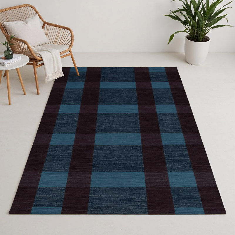 Tapis intérieur / extérieur noir à carreaux, Rectangulaire 3 pi x 5 pi