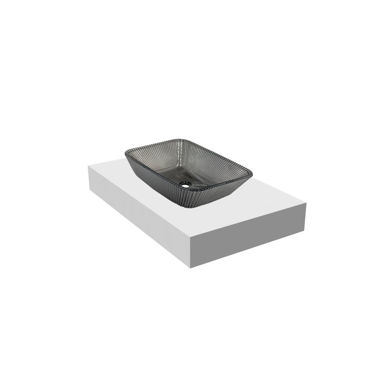 Lavabos vasques rectangulaires noirs en cristal avec base blanche 36 "Charlie, Noir