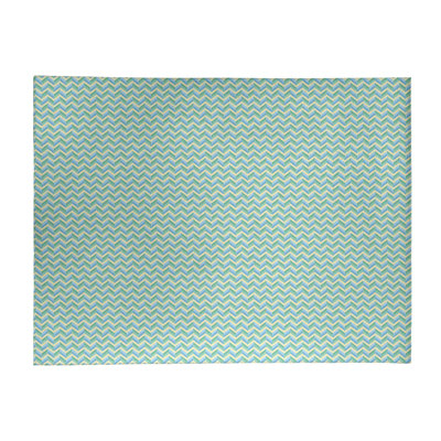 Tapis bleu ciel/vert chevron