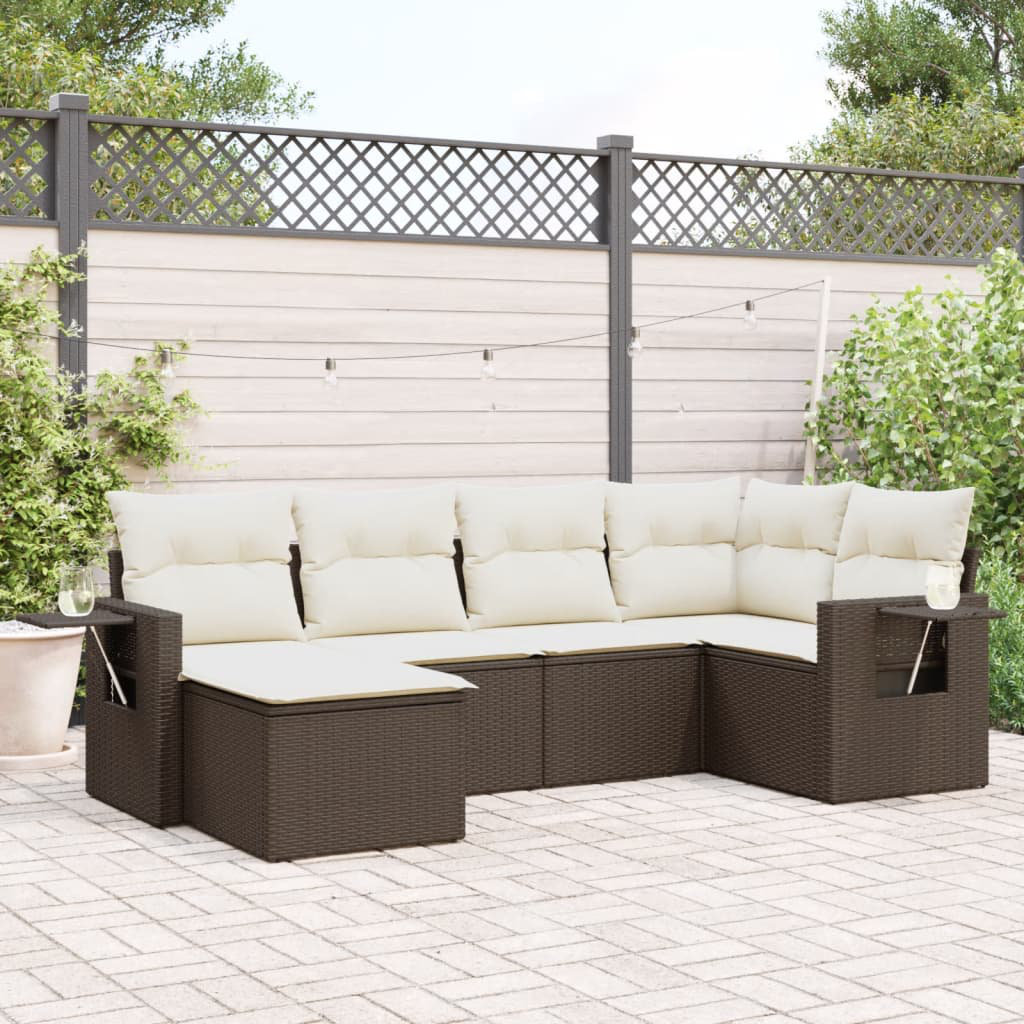 Vidaxl 6-Tlg. Garten-Sofagarnitur Mit Kissen Schwarz Polyrattan