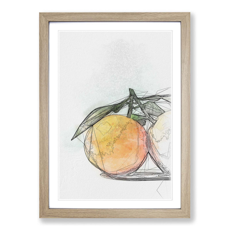 The Orange Tree in Abstract - Picture Frame Graphic Art Print, 65cm H x 48cm W x 2cm D, Oak Framed