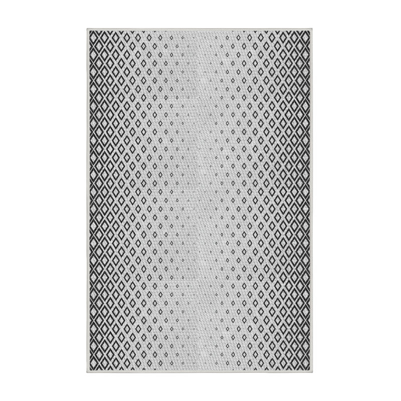 Tapis noir/gris à motifs, Rectangle 5 pi x 7 pi