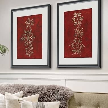 Contemporary Home Living 16 Red and White Snowflake Print Large Ornament  Storage 
